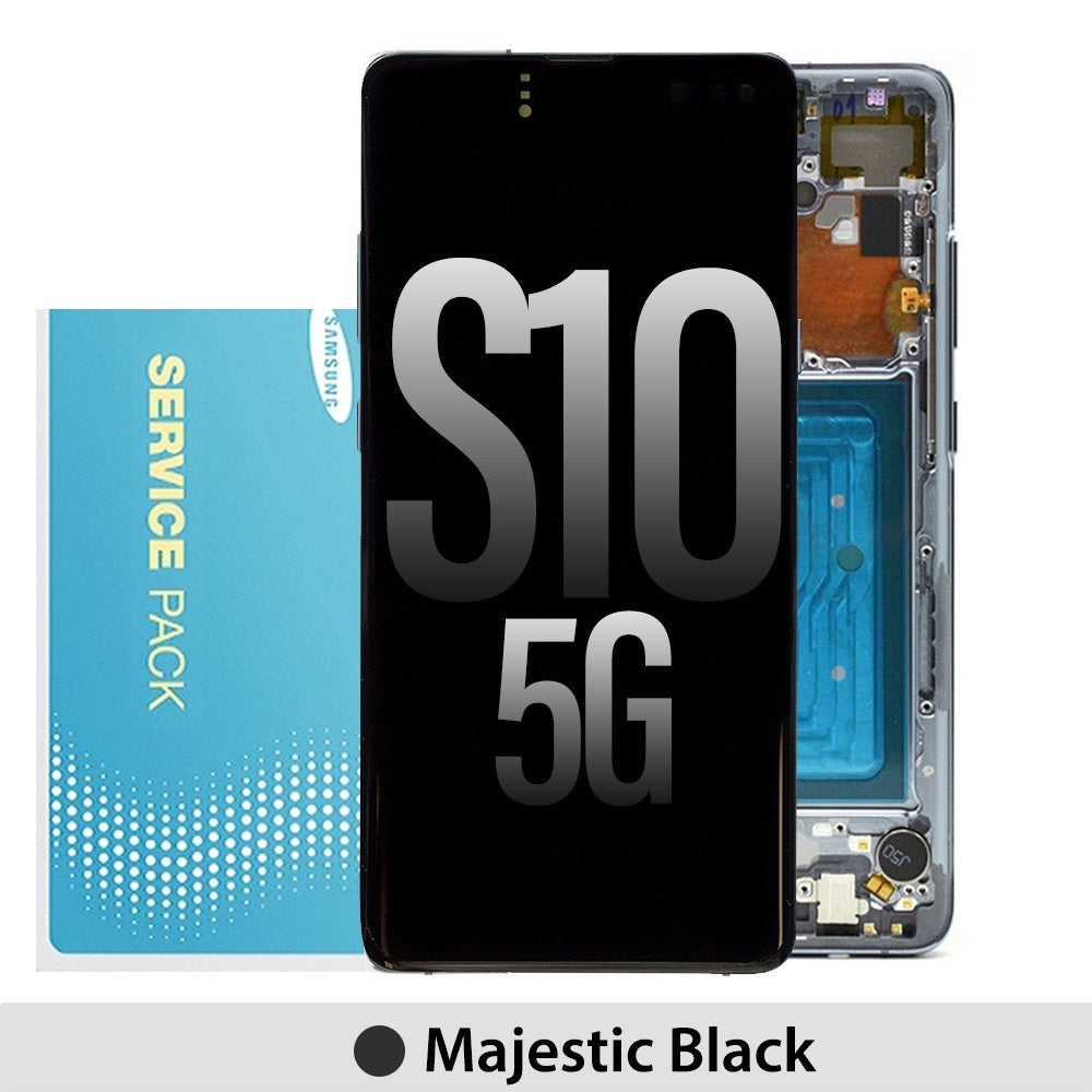 Samsung Galaxy S10 5G G977B OLED Screen Replacement Digitizer with Frame GH82-20442B (Gold)-Majestic Black Samsung Galaxy S10 5G G977B OLED Screen Replacement Digitizer with Frame GH82-20442B (Gold)-Majestic Black
